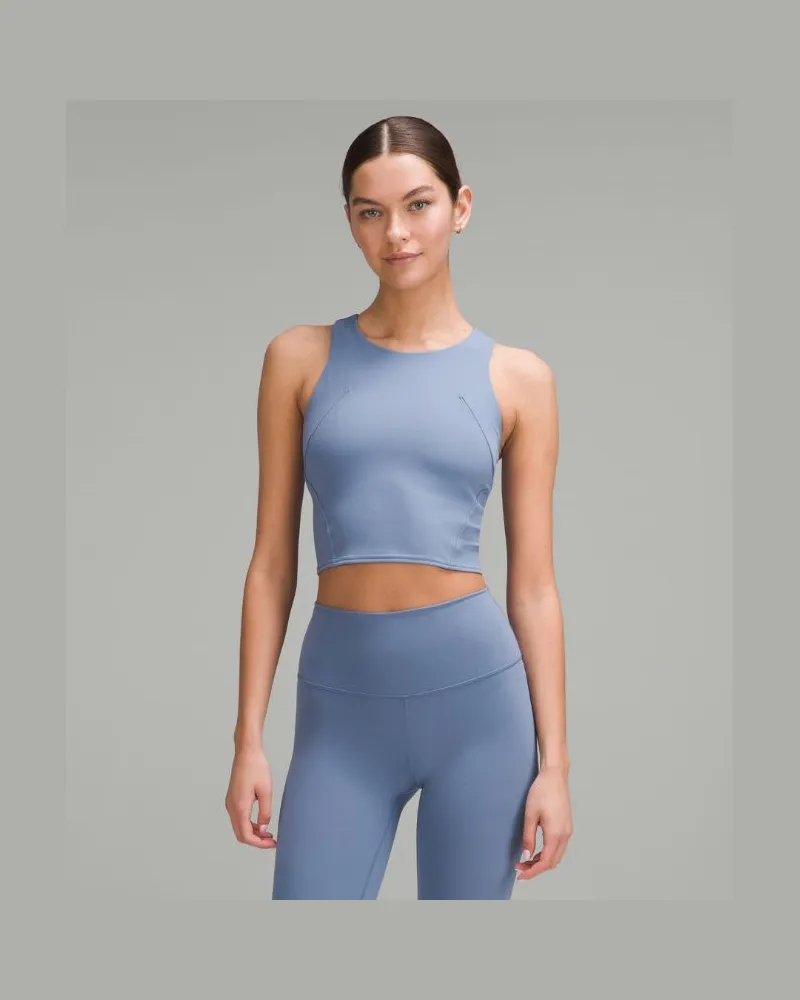 LULULEMON Wunder Train Racerback-Tanktop Mittlerer Halt für Frauen – Größe in Oasis Blue Oasis