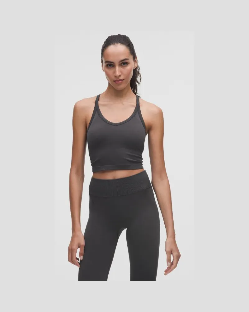 LULULEMON Get Low Trainings-Tanktop mit überkreuzten Trägern Leichter Halt für B/C-Cups für Frauen – Größe in Black/Graphite Grey Black