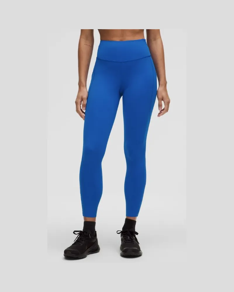 LULULEMON Fast and Free Leggings mit hohem Bund 5 Taschen für Frauen – 64 cm – Neon – Größe Cerulean