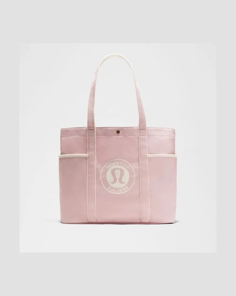 LULULEMON Daily Tote-Bag aus Canvas mit mehreren Taschen Logo – Größe in Mink Berry/Light Ivory Mink