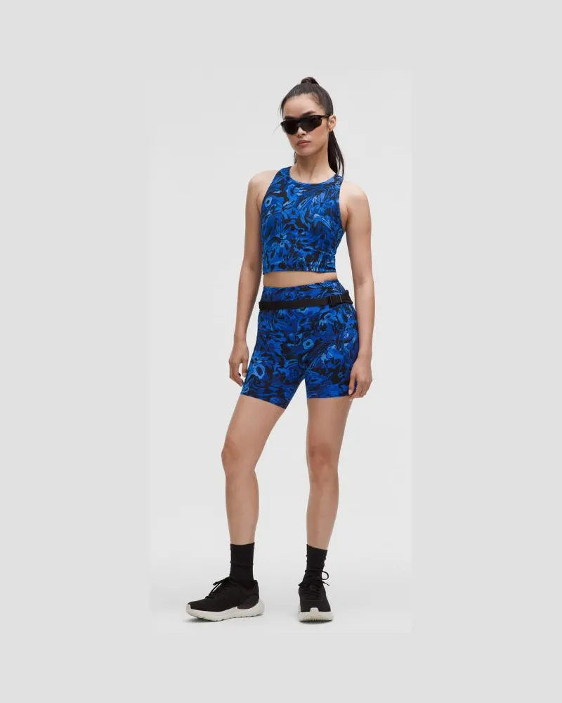 LULULEMON Swift Speed Crop-Tanktop für Frauen – Größe in Flower Meld Galactic Cobalt Multi Flower