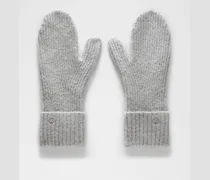 Rippstrick-Fäustlinge mit breitem Bündchen – Größe in Heathered Core Medium Grey