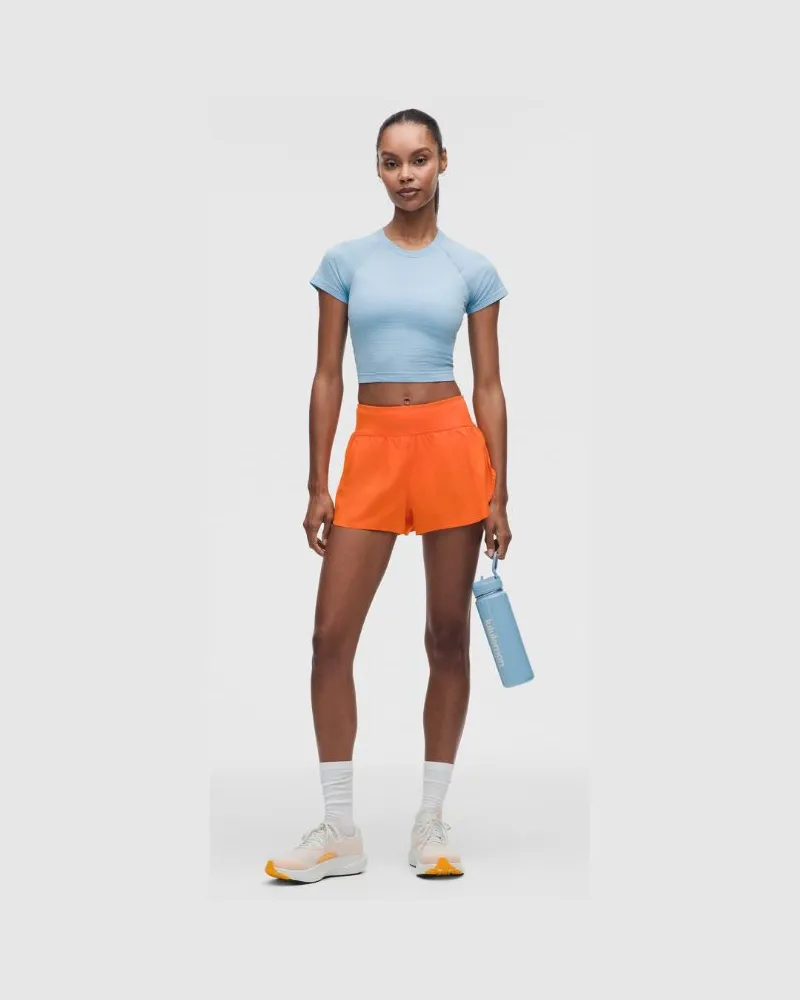 LULULEMON Fast and Free-Shorts mit mittelhohem Bund und Saumschlitz es Design für Frauen – 8 cm – Orange – Größe Orange