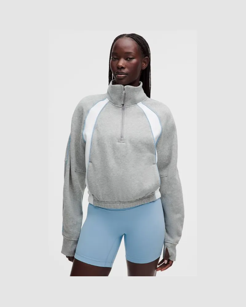 LULULEMON Scuba-Sweater mit halblangem Reißverschluss im Relaxed Fit Color-Blocking für Frauen – Größe Heathered