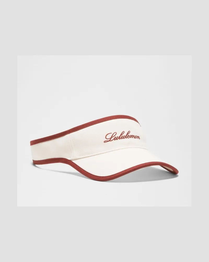 LULULEMON Visier aus Baumwoll-Canvas mit abnehmbarem Schweißband – Größe in Natural/Cranberry Charm Natural