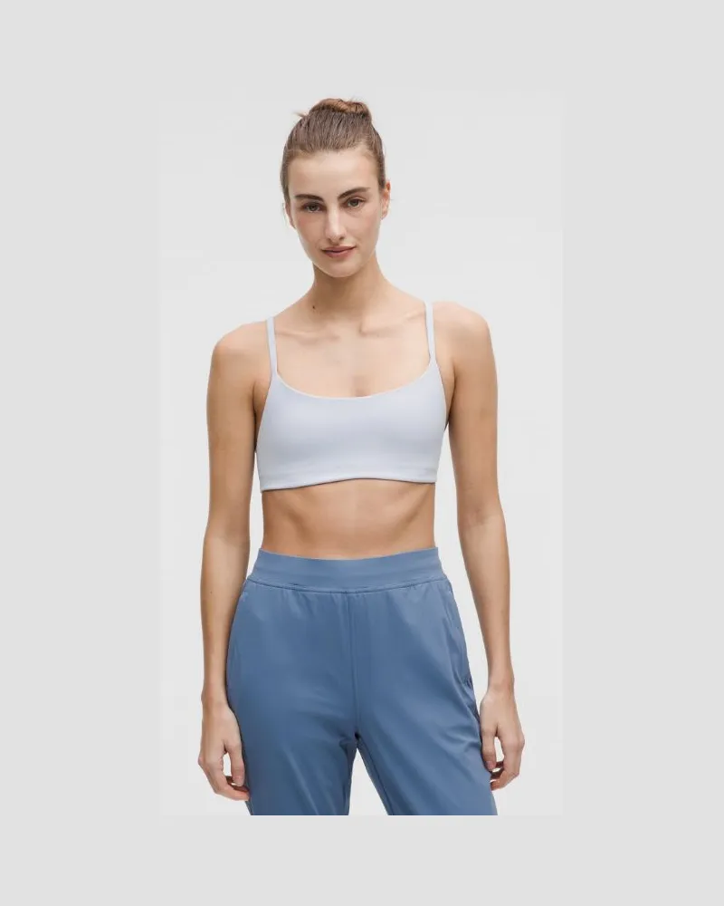 LULULEMON Wunder Train BH mit Racerback-Trägern Leichter Halt A/B-Cups für Frauen – Größe in Starch Blue Starch