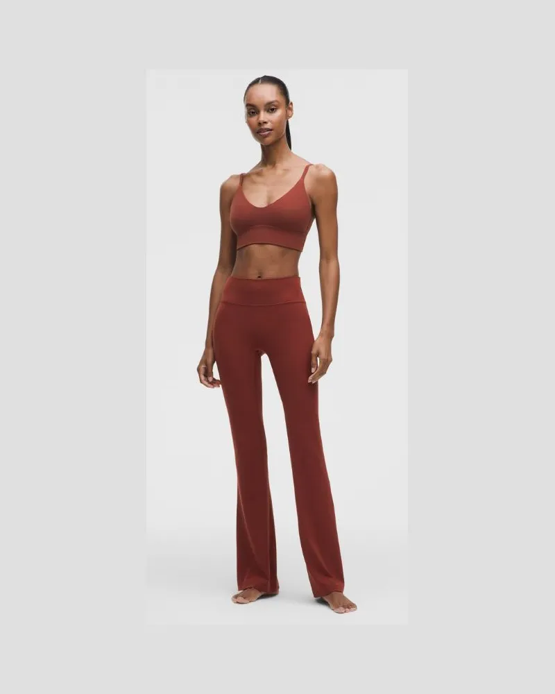 LULULEMON Groove Hose mit ausgestelltem Bein und hohem Bund aus Nulu Kurz für Frauen – Größe in Cranberry Charm Cranberry