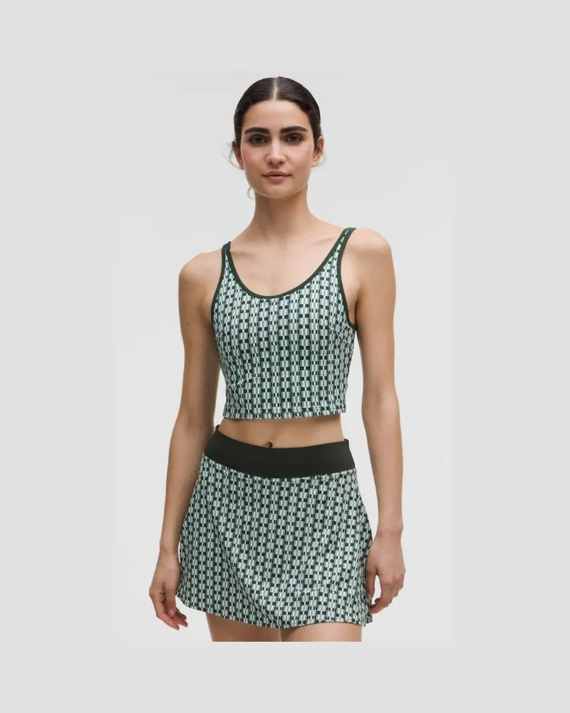 LULULEMON Tennis-Tanktop mit U-Ausschnitt und Cut-out Mittlerer Halt für B/C-Cups für Frauen – Größe Gingham