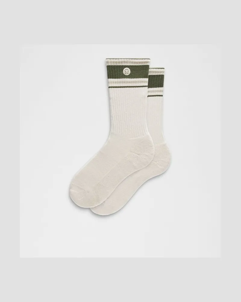 LULULEMON Unisex Daily Essential-Crew-Socken Retro-Streifen – Größe in Light Ivory/Sassy Sage/Hailstone Grey Light