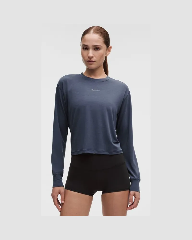 LULULEMON Trainings-Langarmshirt aus Jersey Logo für Frauen – Größe in Dusty Diamond Dusty