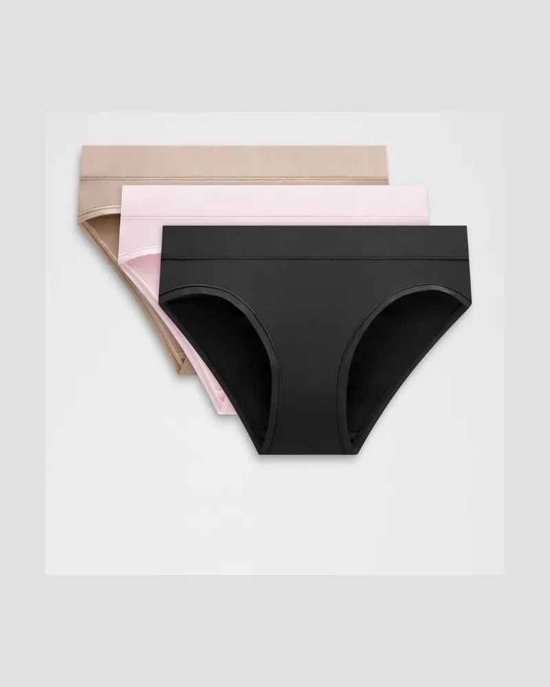 LULULEMON UnderEase Bikini-Unterwäsche mit mittelhohem Bund 3er-Pack für Frauen – Größe in Black/Blissful Pink/Nutmeg Black