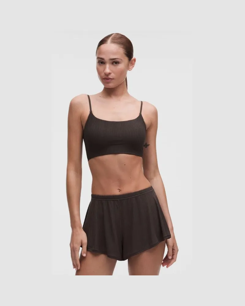 LULULEMON Gerippter UnderEase-Longline-Bralette mit Trägern für A–C-Cups für Frauen – Größe in Mahogany Muse Mahogany