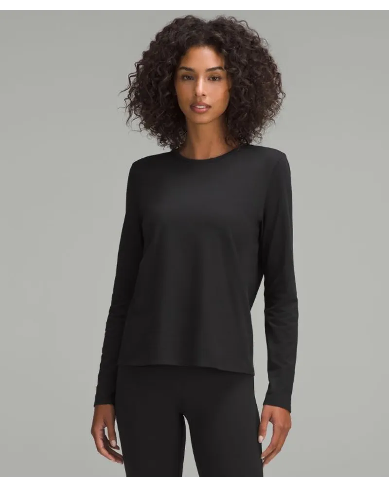 LULULEMON Organic Cotton Crewneck Long-Sleeve Shirt Black