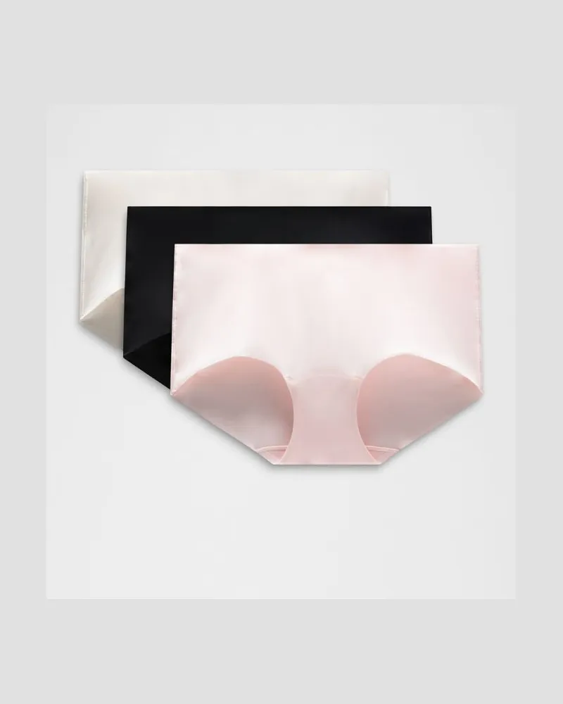 LULULEMON InvisiWear Boyshorts mit mittelhohem Bund 3er-Pack für Frauen – Größe in Black/Light Ivory/Pink Pearl Black