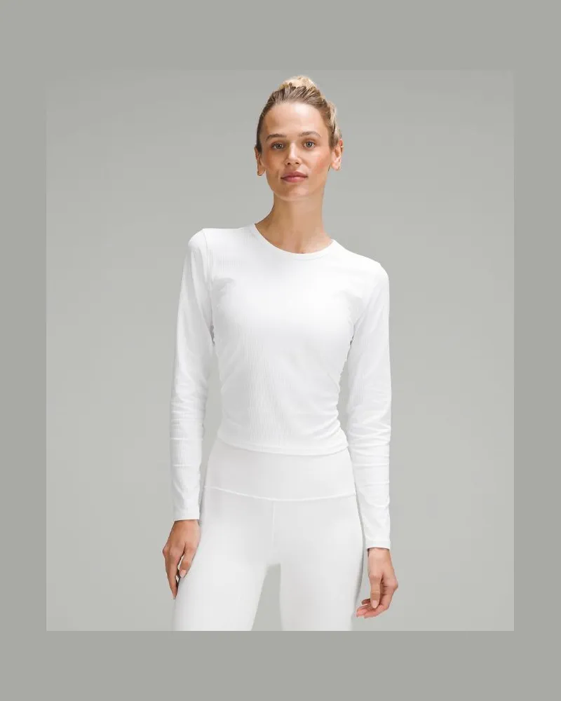LULULEMON All It Takes Geripptes Langarmshirt aus Nulu für Frauen – Größe in White White