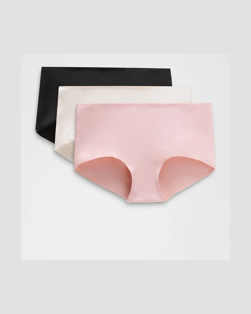 LULULEMON InvisiWear Boyshorts mit mittelhohem Bund 3er-Pack für Frauen – Größe in Pink Haze/Light Ivory/Black Pink