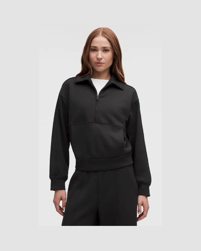 LULULEMON Smooth Spacer-Sweater mit Kragen und kurzem Reißverschluss für Frauen – Größe in Schwarz Schwarz