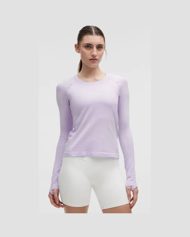 LULULEMON Swiftly Tech Langarmshirt 2.0 Taillenlänge für Frauen – Größe in Lavender Frost Lavender