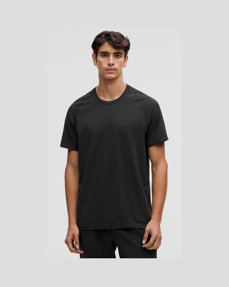 LULULEMON Metal Vent Tech Kurzarmshirt Glänzende Streifen für Männer – Größe in Black Black