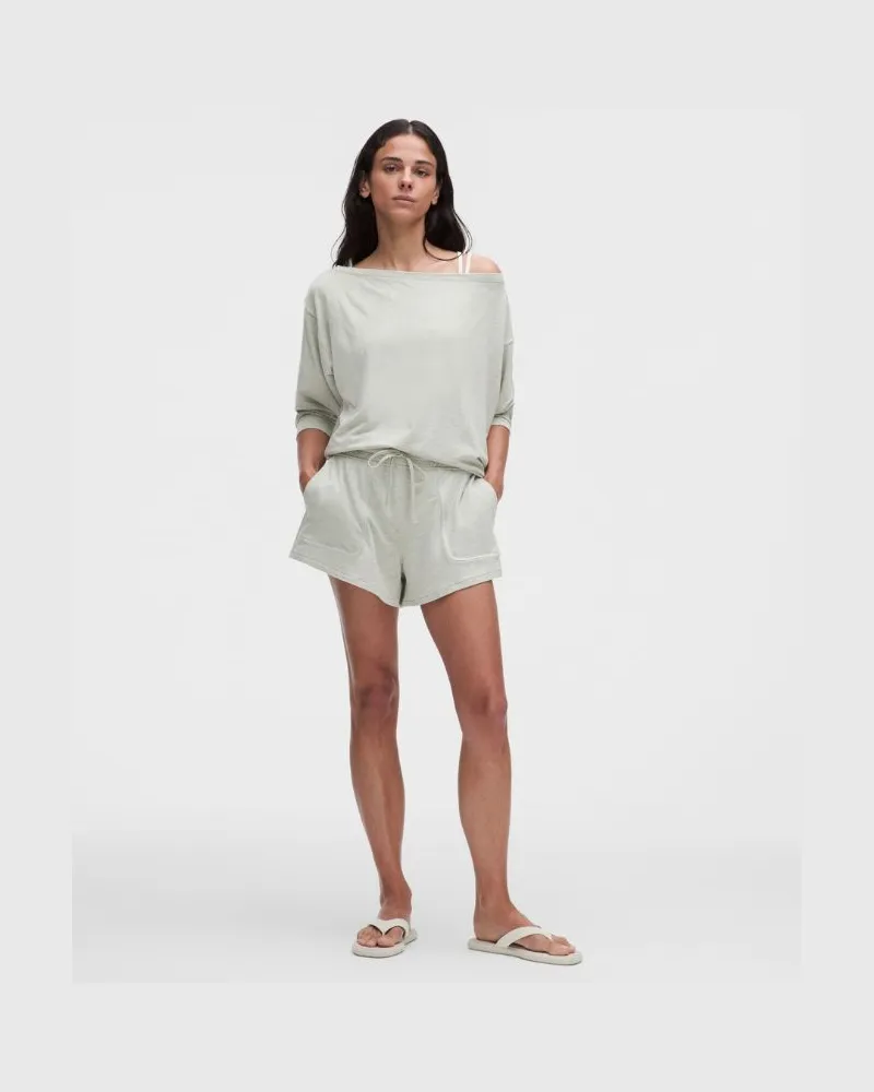 LULULEMON BeCalm Shorts mit mittelhohem Bund es Material für Frauen – 8 cm – Größe in Heathered Meadow Haze Heathered