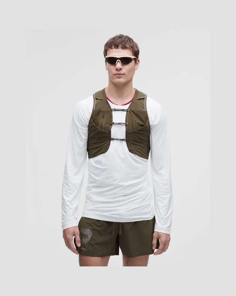 LULULEMON x Geoff McFetridge Fast and Free-Trailrunning-Weste – Größe in Olive Brown Olive