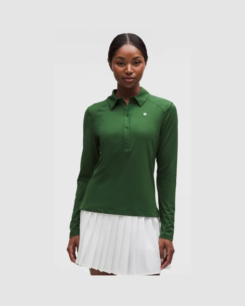 LULULEMON Quick-Dry Long-Sleeve Polo Shirt Straight Hem für Frauen – Größe in Ivy Grove Ivy