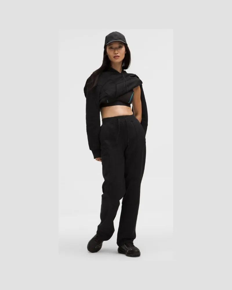 LULULEMON Baumwollfleece-Hose mit mittelhohem Bund und geradem Bein SLNSH Kollektion für Frauen – Größe in Black Black