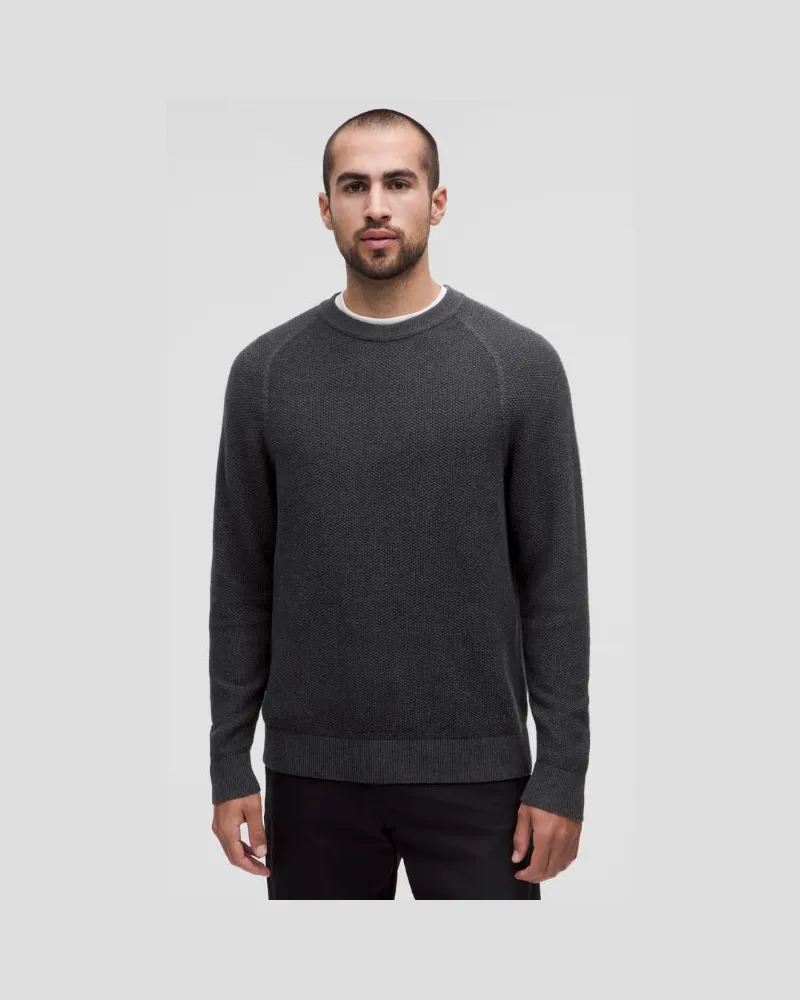 LULULEMON Strukturierter Strick-Rundhalspullover für Männer – Größe in Heathered Black Heathered