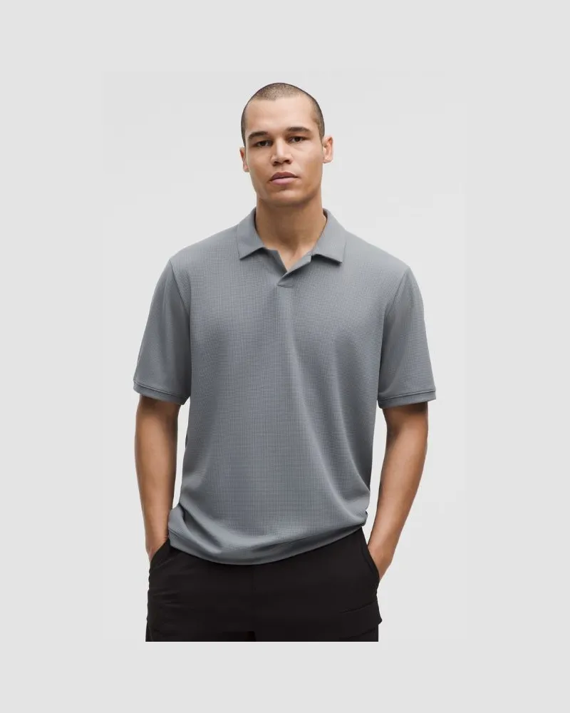 LULULEMON Strukturiertes Kurzarm-Poloshirt aus Mesh für Männer – Größe in Solar Grey Solar