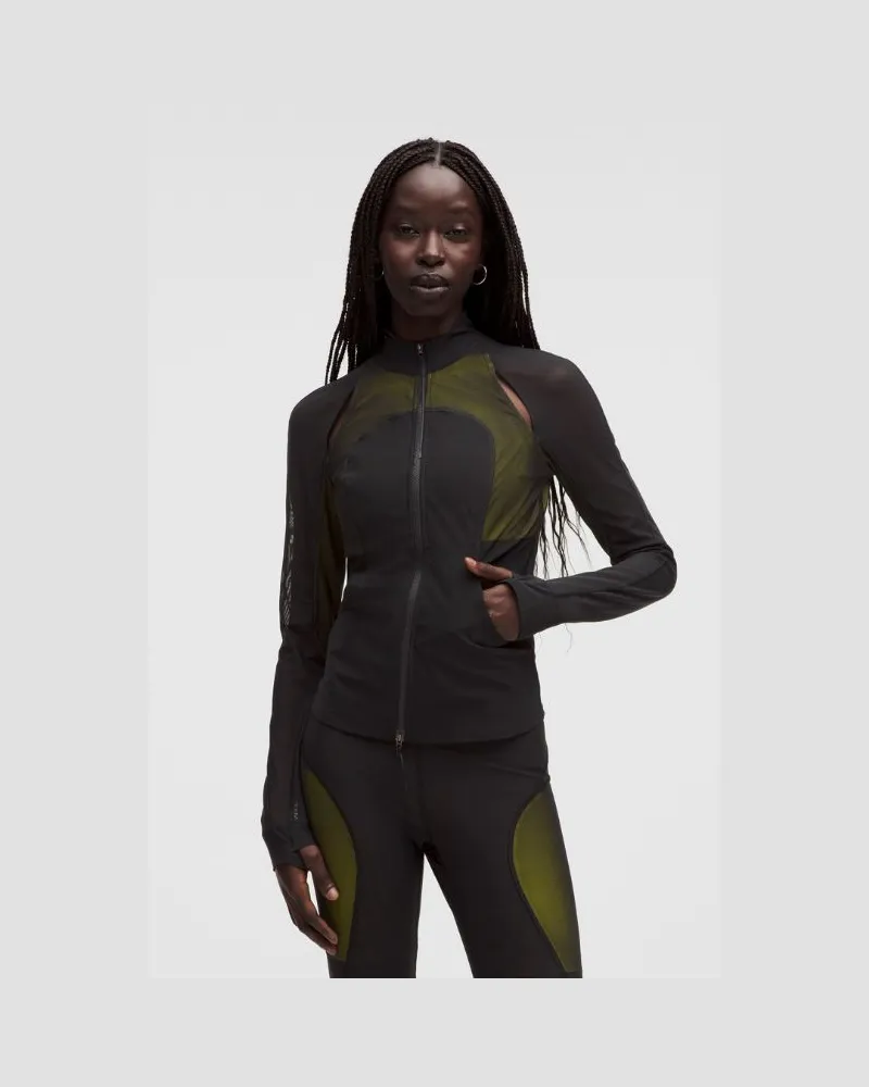LULULEMON Define Jacke aus mit durchgehendem Reißverschluss SLNSH Kollektion für Frauen – Größe in Black/Yellow Serpentine Black