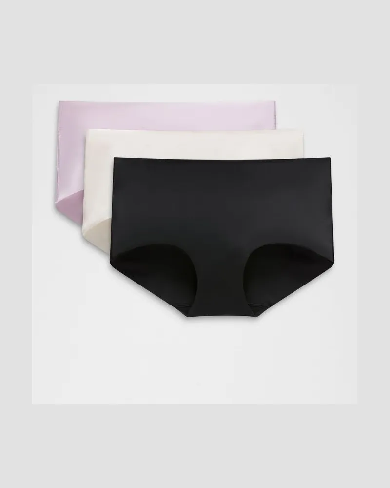 LULULEMON InvisiWear Boyshorts mit mittelhohem Bund 3er-Pack für Frauen – Größe in Black/Light Ivory/Lilac Play Black