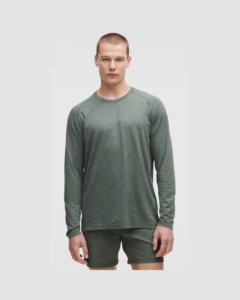 LULULEMON Metal Vent Tech Langarmshirt e Passform für Männer – Größe in Pine Grey/Palm Deco Pine