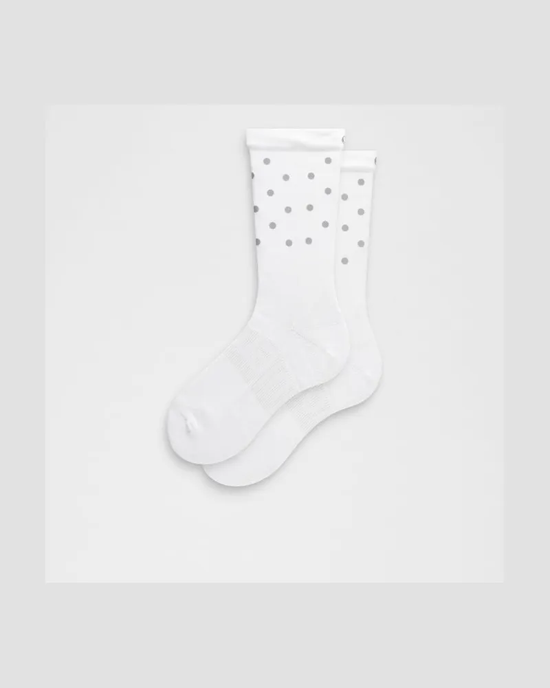 LULULEMON Power Stride Crew-Socken Reflektierende Punkte für Männer – Größe in White White