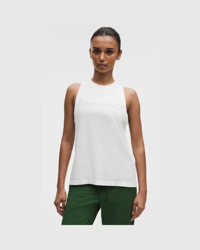 LULULEMON Swiftly Relaxed Tanktop in Hüftlänge Logo für Frauen – Größe in Weiß Weiß