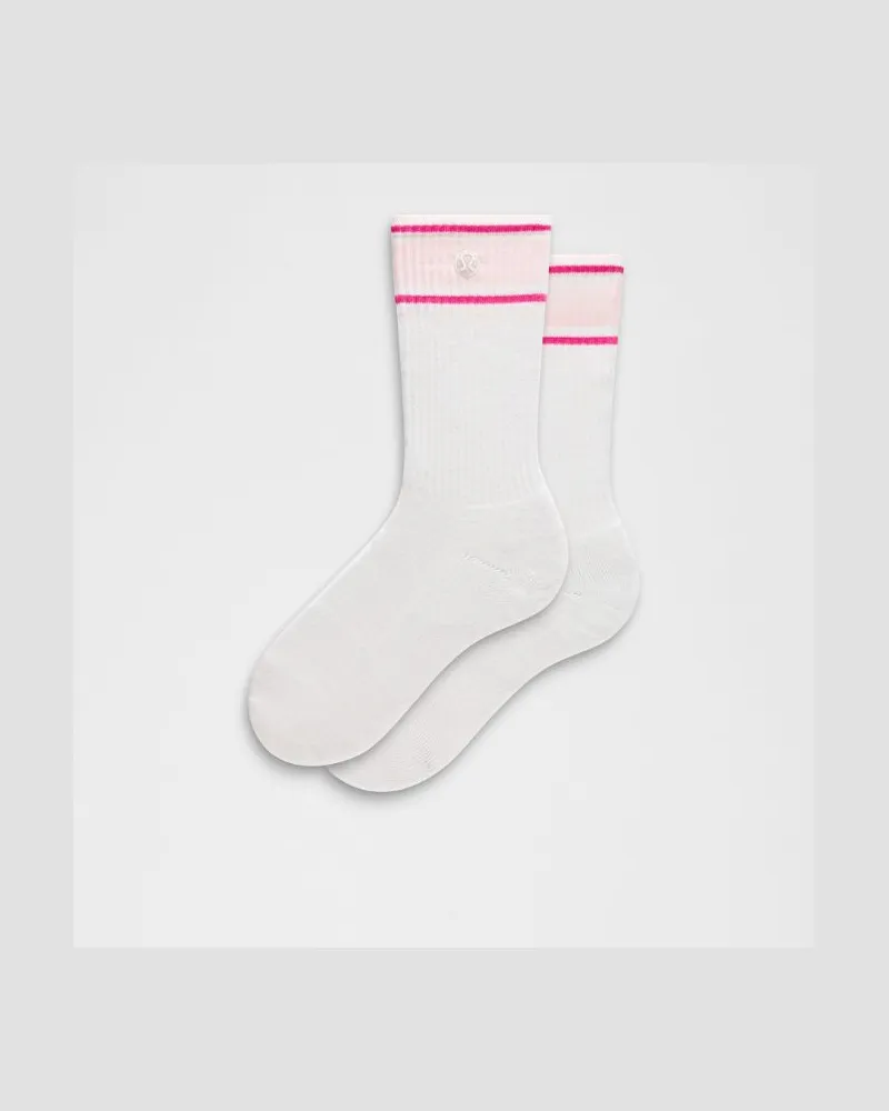 LULULEMON Unisex Daily Essential-Crew-Socken Retro-Streifen – Größe in White/Pink Pearl/Flamingo Fun Tone White