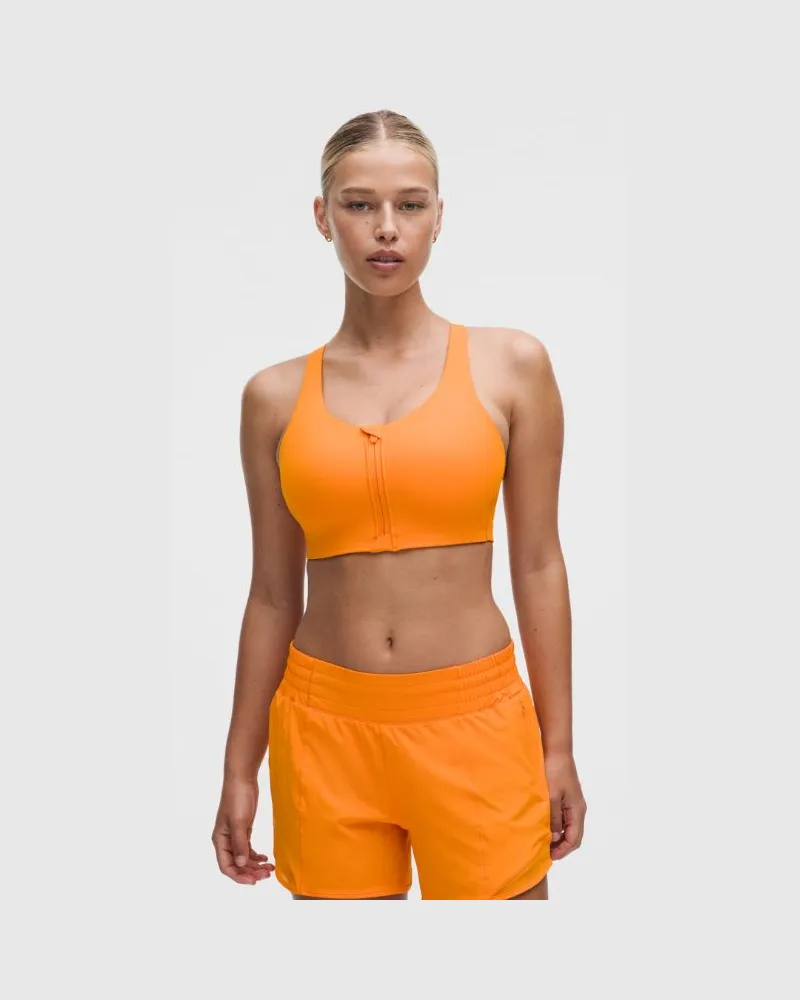 LULULEMON Energy BH mit starkem Halt und Frontreißverschluss für B–G-Cups für Frauen – Orange – Größe Citrus