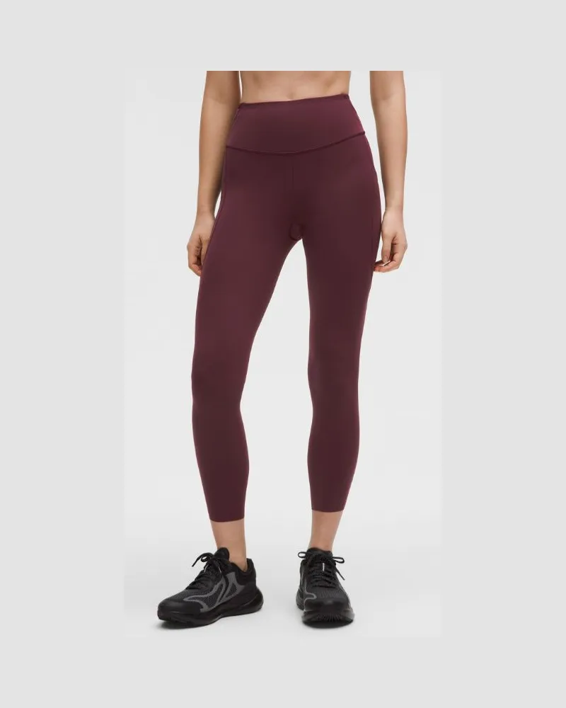 LULULEMON Fast and Free Leggings mit hohem Bund 5 Taschen für Frauen – 64 cm – Größe in Garnet Garnet