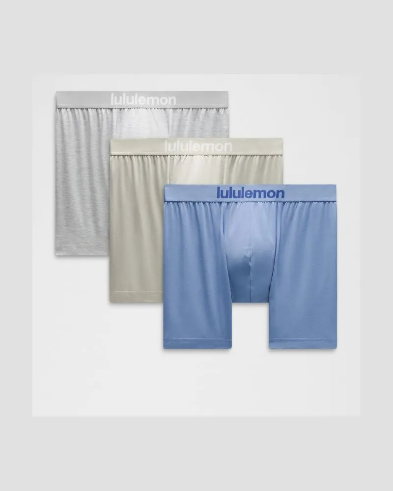 LULULEMON Always In Motion Boxershorts 3er-Pack für Männer – 8 cm – Größe in Prep Blue/Heathered Silver Drop/Meadow Haze Prep