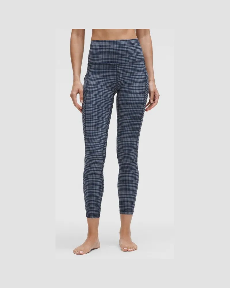 LULULEMON Align Hose mit hohem Bund und Taschen für Frauen – 64 cm – Größe in Glow Grid Washed Denim Multi Glow