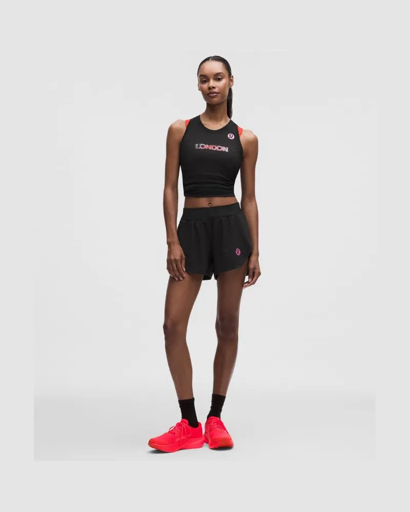 LULULEMON Fast and Free Shorts im Classic Fit mit Saumschlitz und hohem Bund London '26 für Frauen – 8 cm – Größe in Black Black