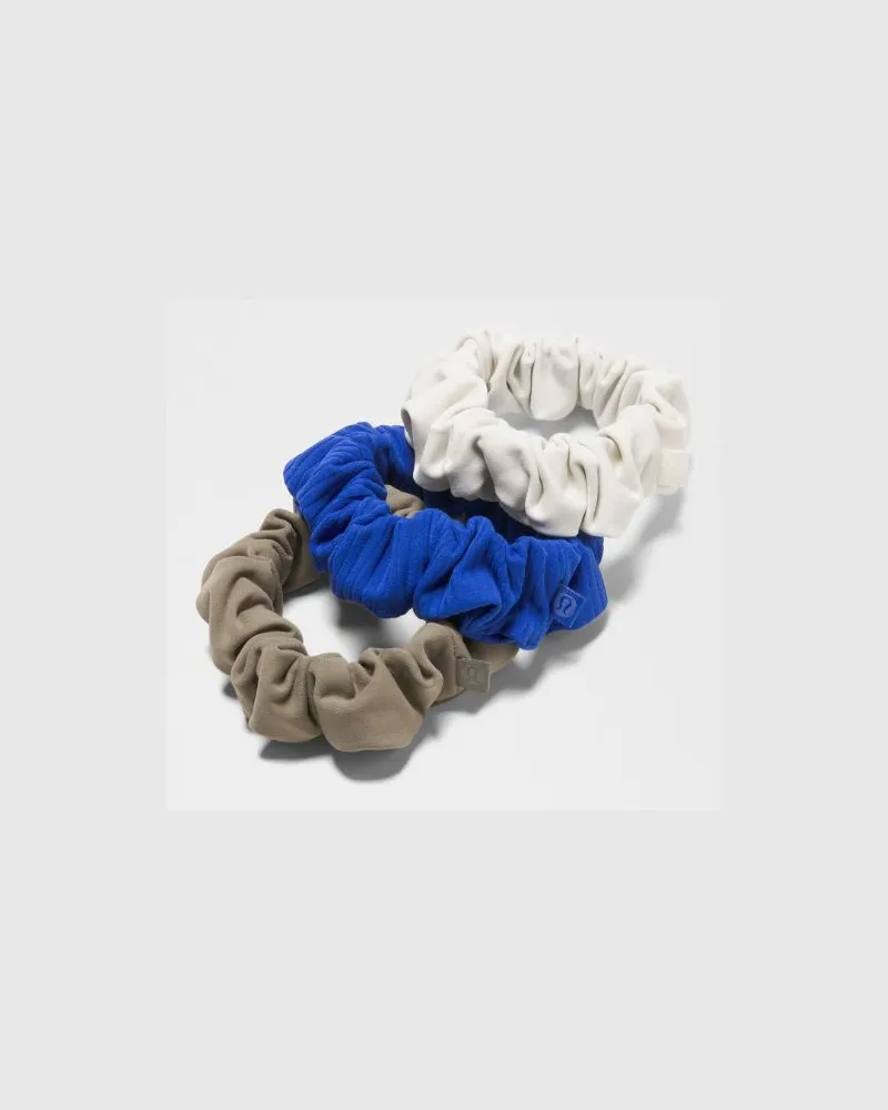 LULULEMON Uplifting Scrunchies 3er-Pack in Cypress Forest/Light Ivory/Beach Ball Blue Cypress