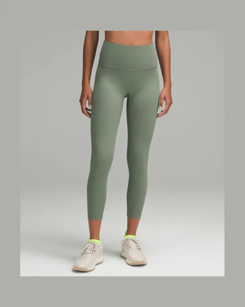 LULULEMON Wunder Train Leggings aus geripptem Material mit hohem Bund für Frauen – 64 cm – Größe in Grey Eucalyptus Grey
