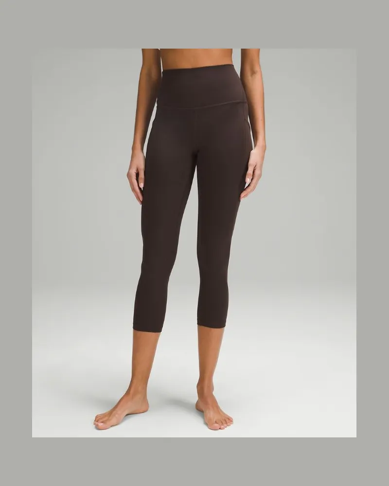 LULULEMON Align Crop Leggings mit hohem Bund und Taschen für Frauen – 58 cm – Größe in Espresso Espresso