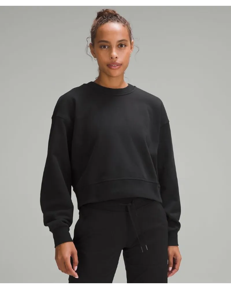 LULULEMON Perfectly Oversized Crop-Sweater mit Rundhalsausschnitt French-Terry Black