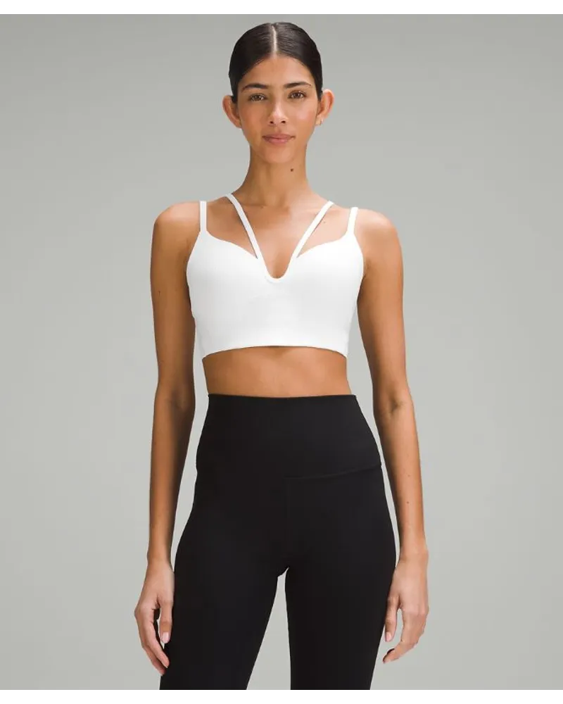 LULULEMON Like a Cloud Gerippter Longline-BH mit Trägern leichter Halt B/C-Cups White