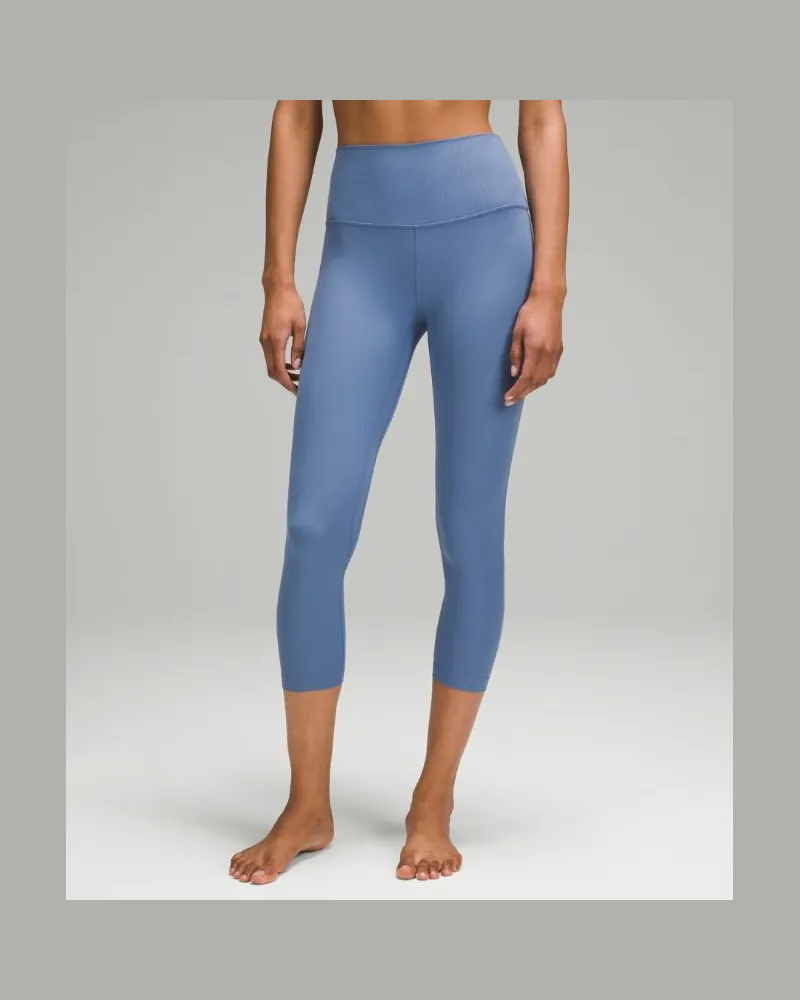 LULULEMON Align Gerippte Crop Leggings mit hohem Bund für Frauen – 58 cm – Größe in Oasis Blue Oasis