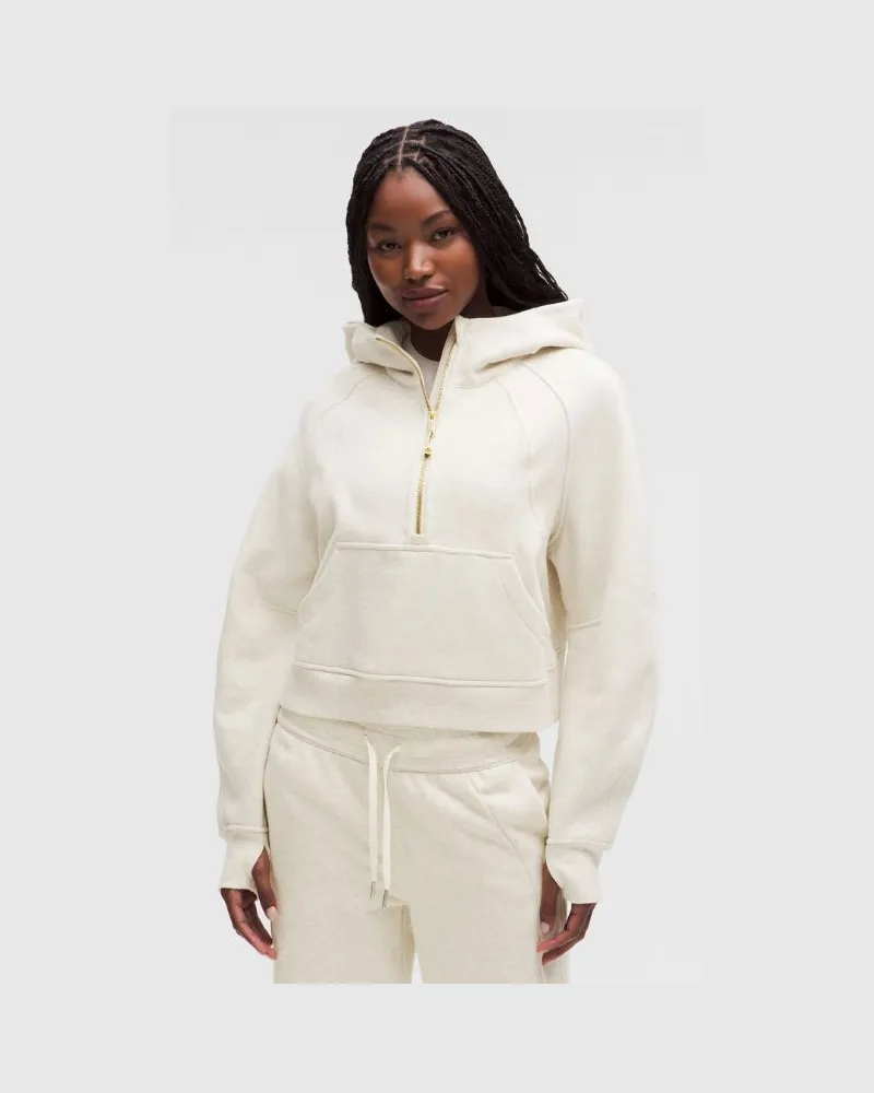LULULEMON Scuba Oversized-Hoodie mit halblangem Reißverschluss für Frauen – Größe in Heathered Bone/Gold Heathered