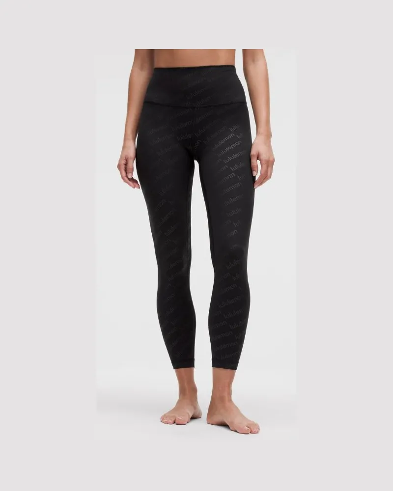 LULULEMON Align Hose mit hohem Bund für Frauen – 63,5 cm – Größe in Wordmark Monogram Emboss Black Wordmark