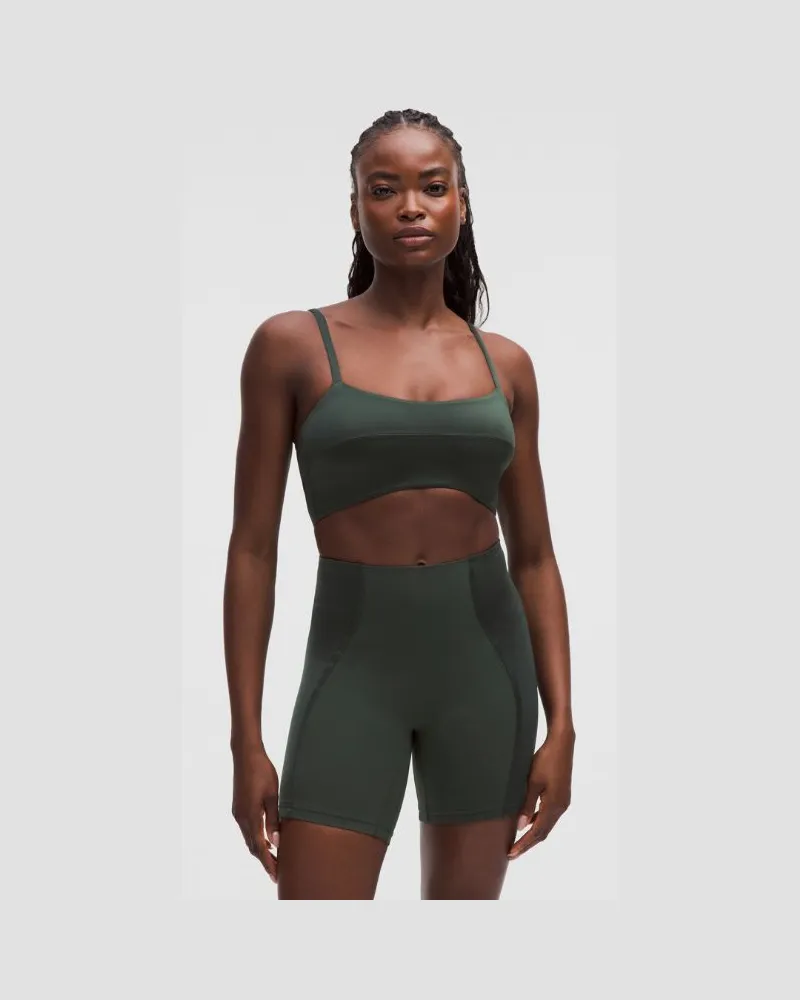 LULULEMON Satin Spaghetti-Strap Yoga Bra Light Support, C/D Cup für Frauen – Größe in Rainforest Green Rainforest