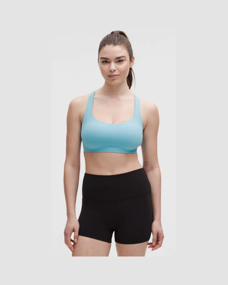 LULULEMON FlexyFlex Yoga-BH mit überkreuzten Trägern Leichter Halt für D–DD-Cups für Frauen – Größe in Washed Blue Washed